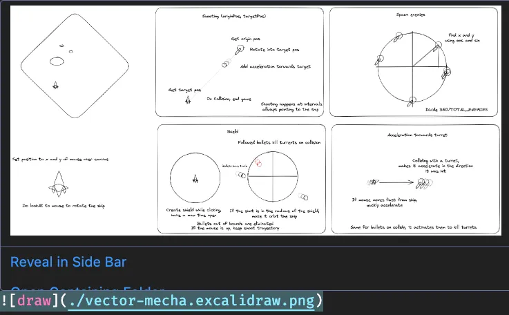 Mockup drawing showing an example of useage of Excalidraw