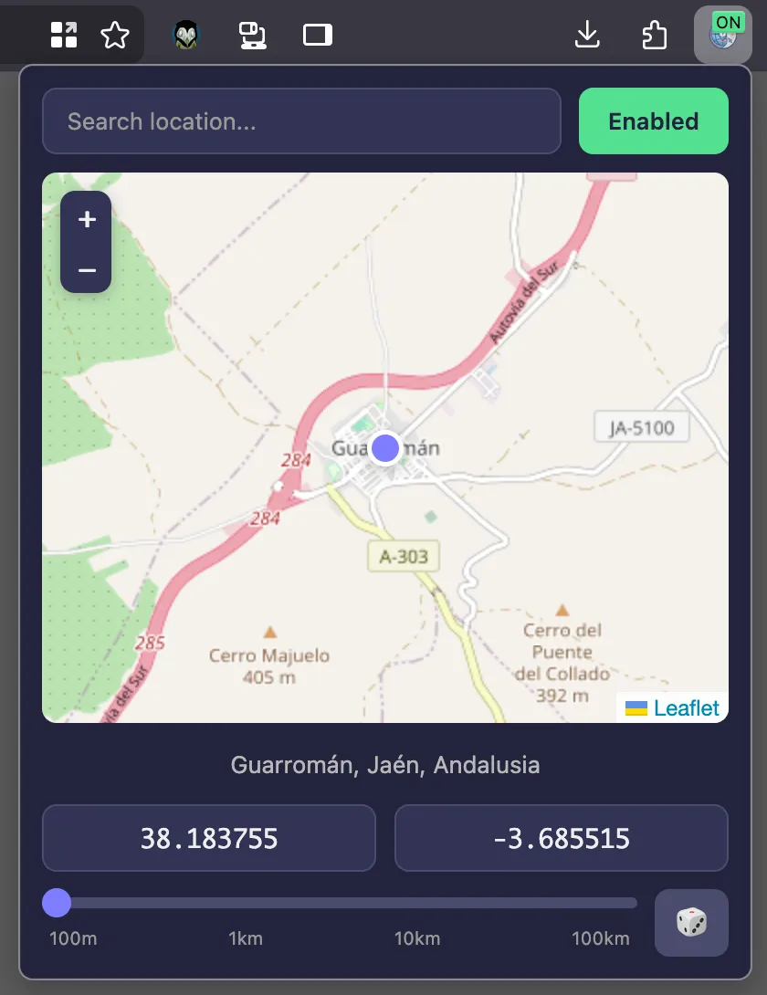 GeoMask Extension Popup