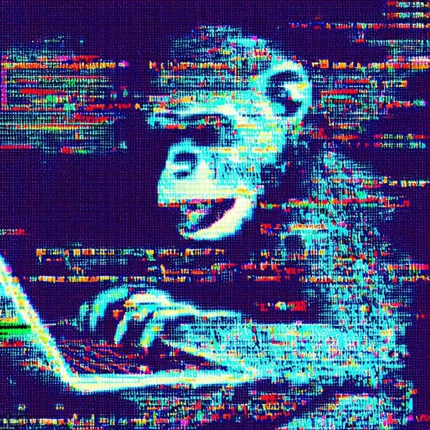 monkey writing on a laptop